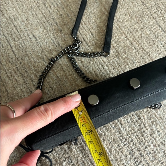 Rebecca Minkoff Avery Black Suede Crossbody bag Chain Detail Handbag - Picture 9 of 11